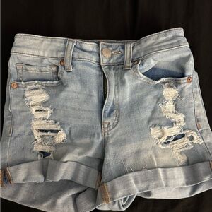 Aeropostale Blue Jean Shorts Distressed High- Rise